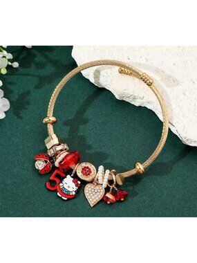 Hello Kitty Gold & Red Adjustable Charm Bracelet Cute Gift for Girl Collectors